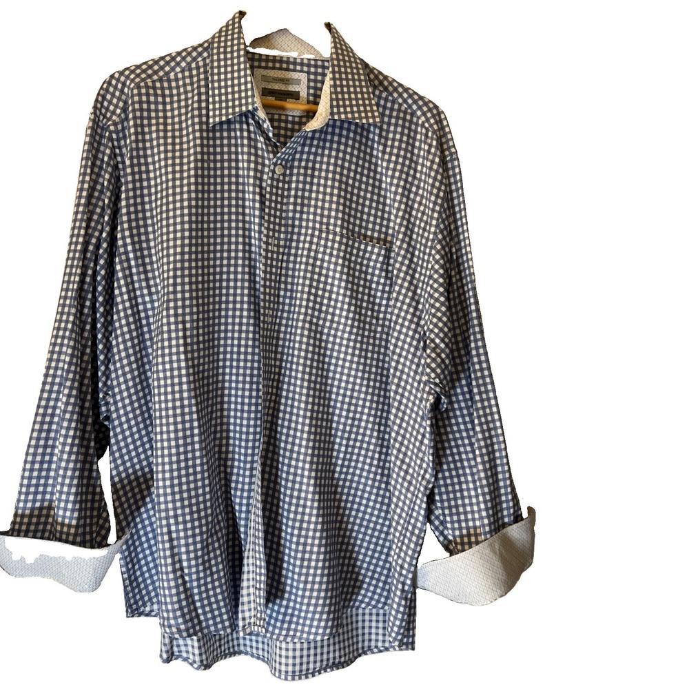 Johnston & Murphy Long Sleeve Button Up Mens Shirt Pink And Blue Gingham XXL